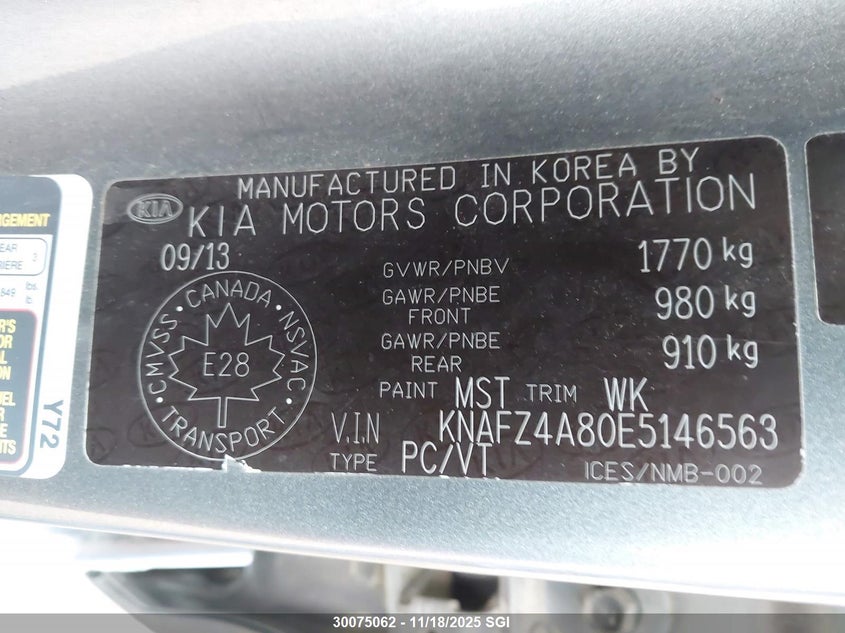 2014 Kia Forte Ex VIN: KNAFZ4A80E5146563 Lot: 30075062