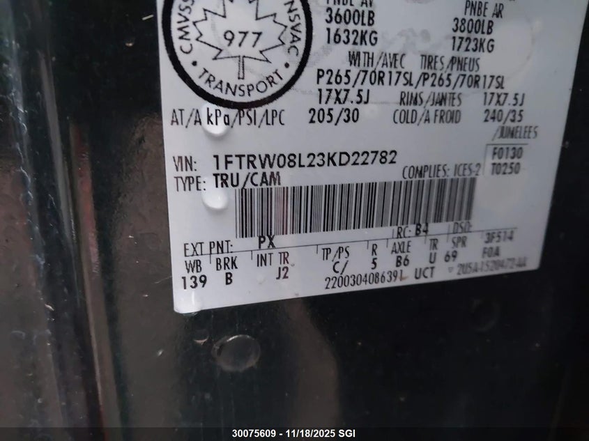 1FTRW08L23KD22782 2003 FORD F-150 photo no. 9
