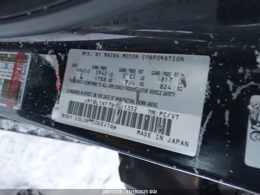 2011 Mazda 3 I VIN: JM1BL1KF7B1411352 Lot: 30075739