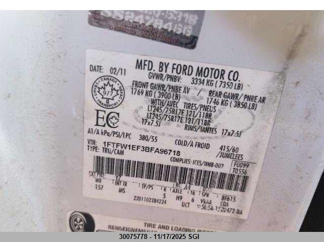 1FTFW1EF3BFA96718 2011 FORD F-150 photo no. 7