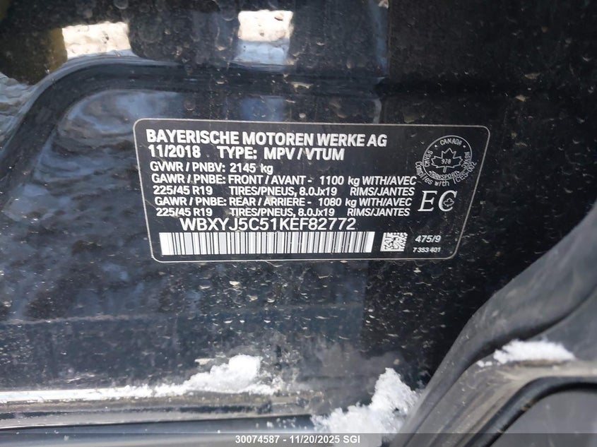 2019 BMW X2 xDrive28I VIN: WBXYJ5C51KEF82772 Lot: 30074587