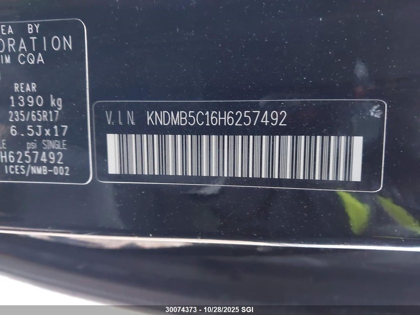 2017 Kia Sedona Lx VIN: KNDMB5C16H6257492 Lot: 30074373