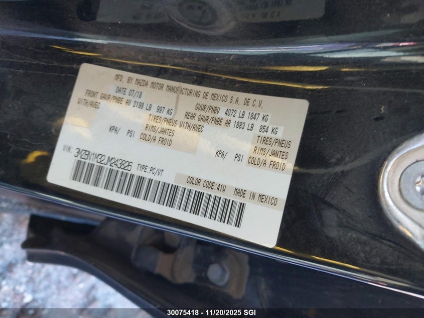 2018 Mazda 3 Grand Touring VIN: 3MZBN1M32JM243826 Lot: 30075418