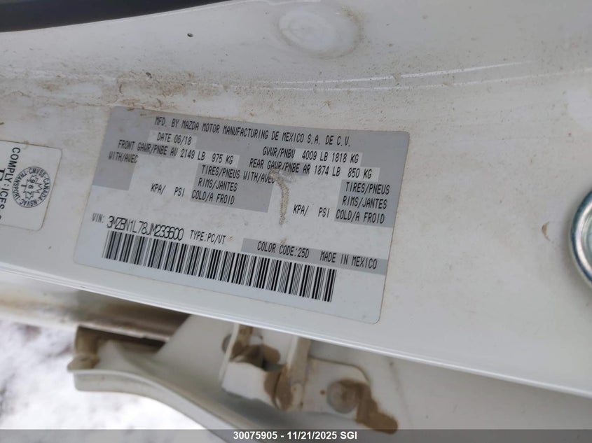 2018 Mazda 3 Touring VIN: 3MZBN1L78JM233600 Lot: 30075905