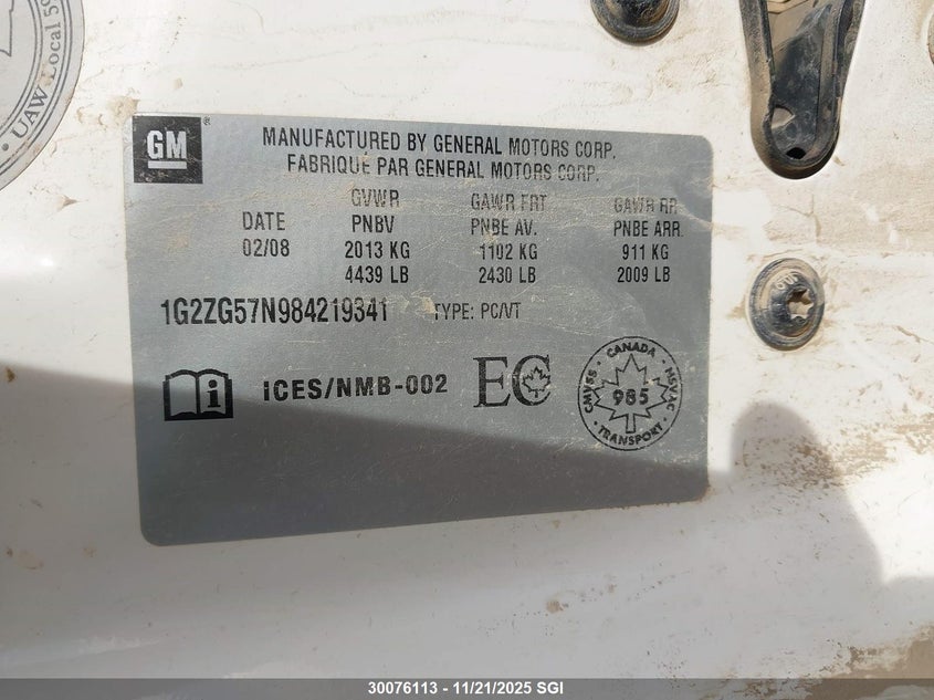 2007 Pontiac G6 Se VIN: 1G2ZG58B074233017 Lot: 30076113