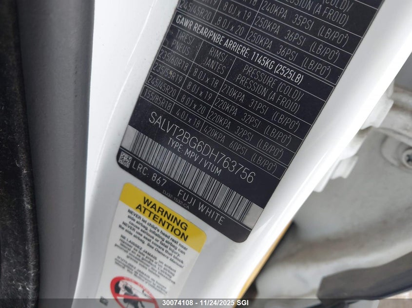 2013 Land Rover Range Rover Evoque Dynamic Premium VIN: SALVT2BG6DH763756 Lot: 30074108