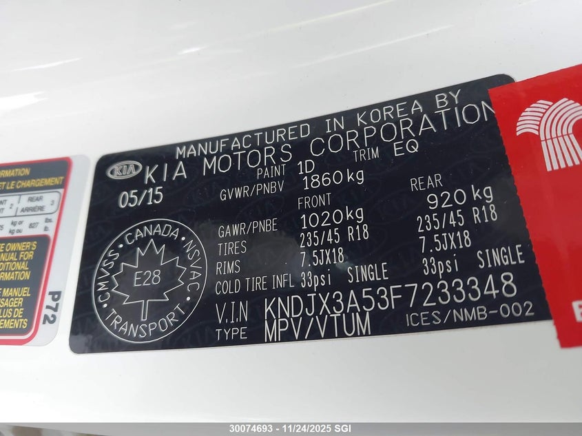 2015 Kia Soul VIN: KNDJX3A53F7233348 Lot: 30074693