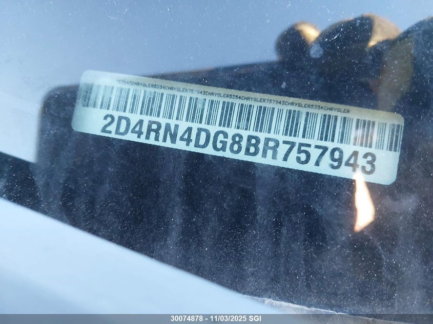 2011 Dodge Grand Caravan Express VIN: 2D4RN4DG8BR757943 Lot: 30074878