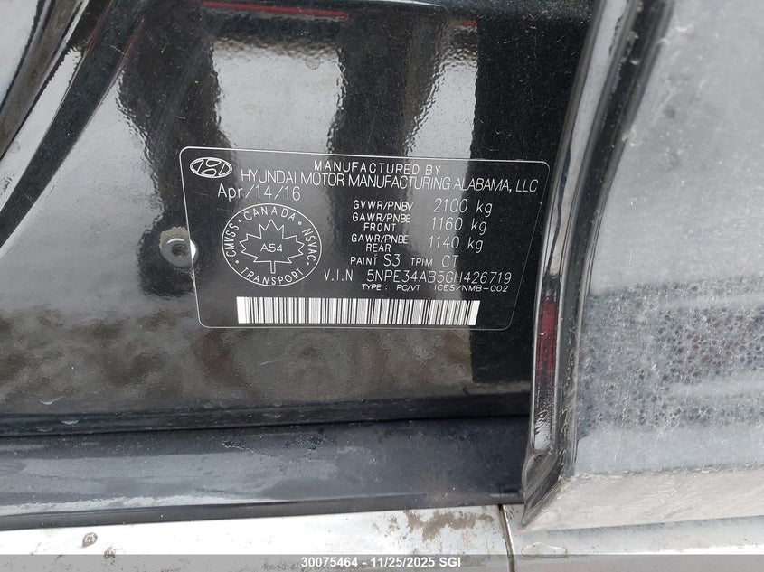 2016 Hyundai Sonata Sport/Limited VIN: 5NPE34AB5GH426719 Lot: 30075464
