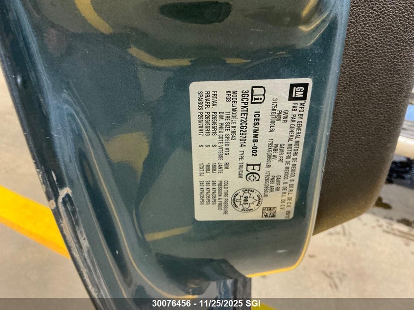 2012 Chevrolet Silverado K1500 Ltz VIN: 3GCPKTE72CG297014 Lot: 30076456