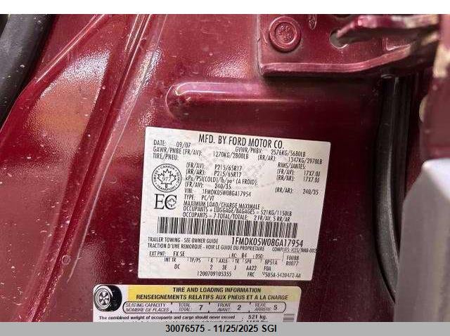 2008 Ford Taurus X Sel VIN: 1FMDK05W08GA17954 Lot: 30076575