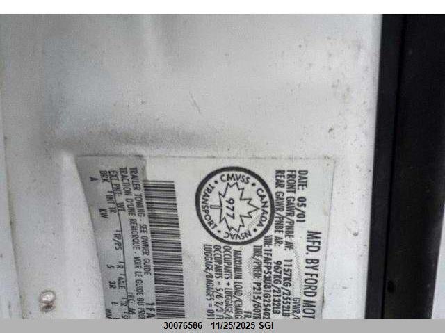 2001 Ford Taurus Se VIN: 1FAFP53U81G254023 Lot: 30076586