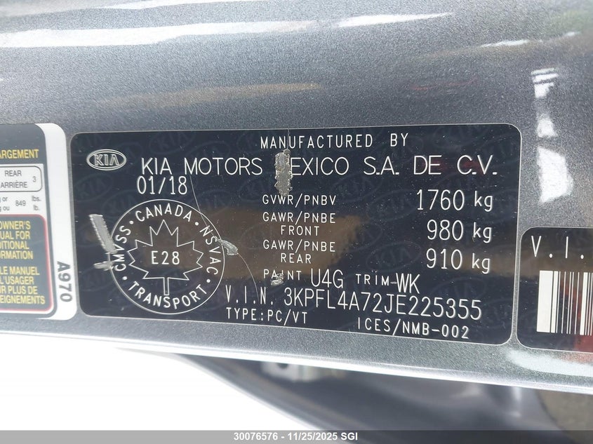 2018 Kia Forte Lx/S VIN: 3KPFL4A72JE225355 Lot: 30076576
