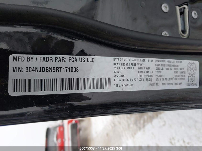 2024 Jeep Compass Latitude VIN: 3C4NJDBN9RT171008 Lot: 30075337