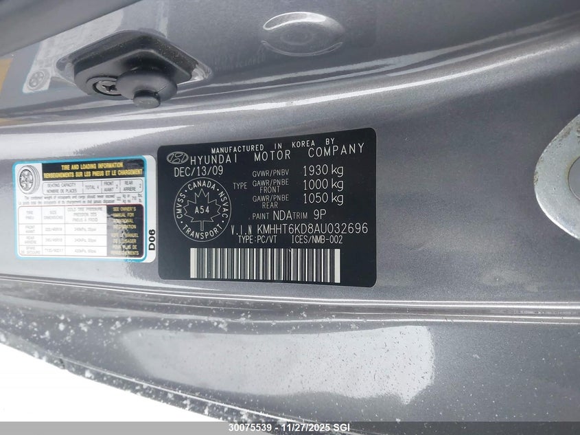 2010 Hyundai Genesis Coupe 2.0T VIN: KMHHT6KD8AU032696 Lot: 30075539