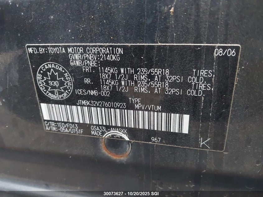 JTMBK32V276010923 2007 TOYOTA RAV 4 photo no. 9