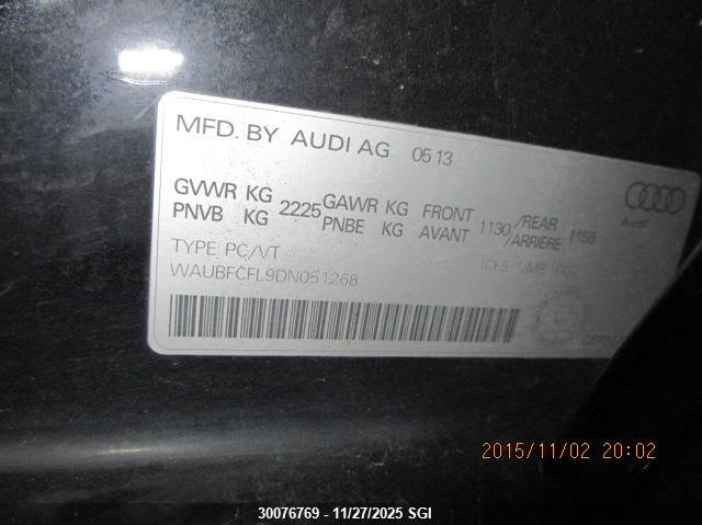 2013 Audi A4 Premium VIN: WAUBFCFL9DN051268 Lot: 30076769