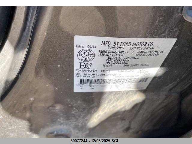 2FMDK4JC0EBA72619 2014 FORD EDGE photo no. 8