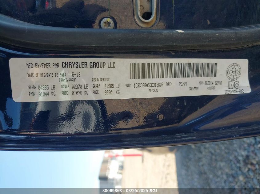 2013 Dodge Dart Sxt VIN: 1C3CDFBA5DD313607 Lot: 30069858