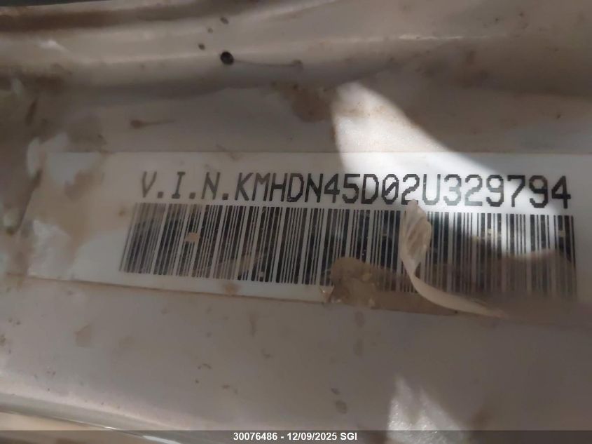 2002 Hyundai Elantra Gls/Gt VIN: KMHDN45D02U329794 Lot: 30076486