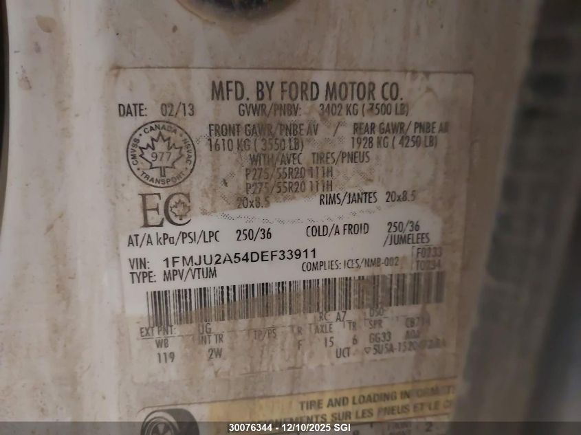 2013 Ford Expedition Limited VIN: 1FMJU2A54DEF33911 Lot: 30076344
