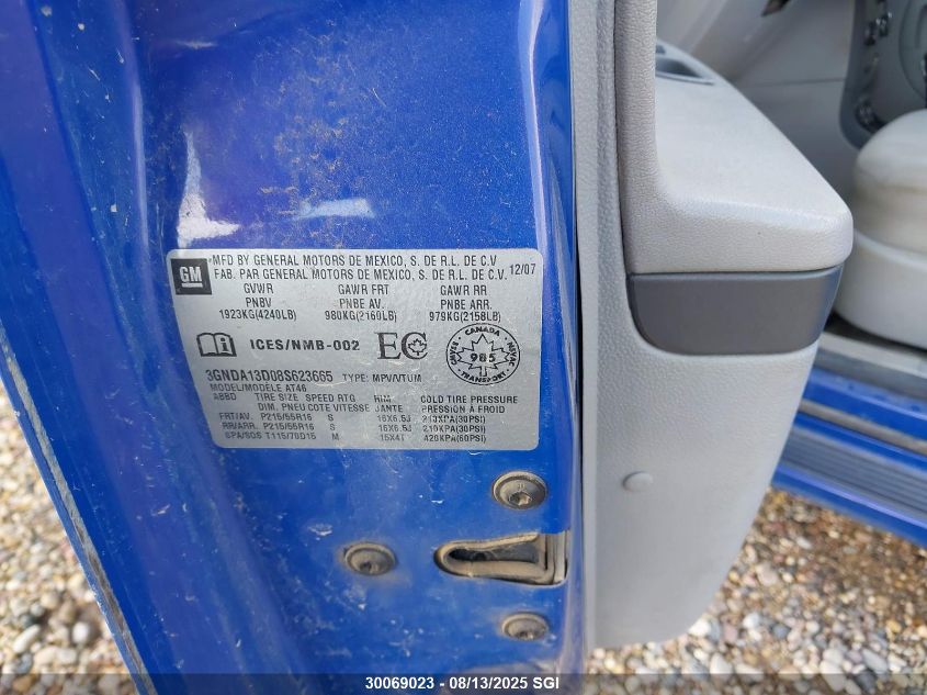 2008 Chevrolet Hhr VIN: 3GNDA13D08S623665 Lot: 30069023