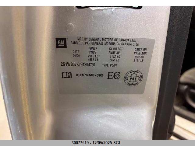 2009 Chevrolet Impala Ls VIN: 2G1WB57K791294791 Lot: 30077519