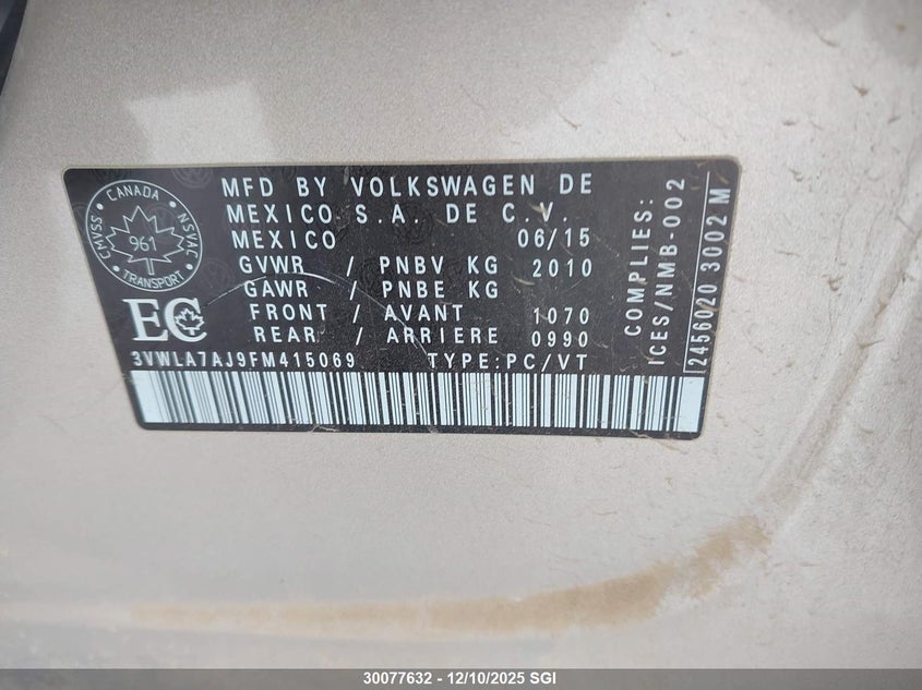 3VWLA7AJ9FM415069 2015 VOLKSWAGEN JETTA photo no. 9