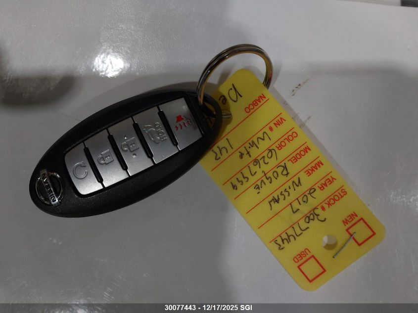 2017 Nissan Rogue Sv/Sl VIN: 5N1AT2MV6HC817833 Lot: 30077443