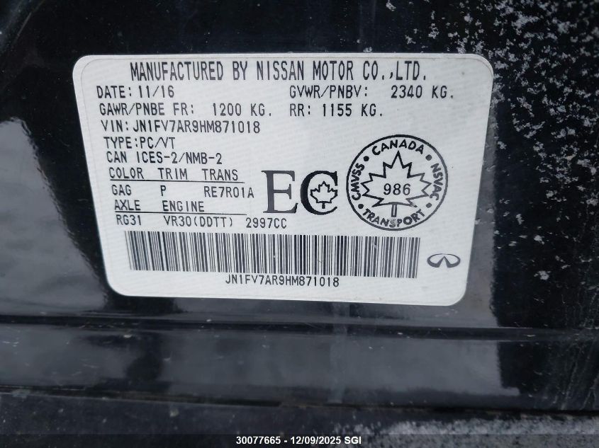 2017 Infiniti Q50 Red Sport 400 VIN: JN1FV7AR9HM871018 Lot: 30077665