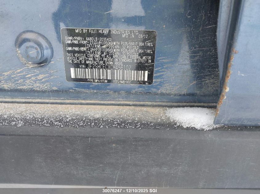 2012 Subaru Forester Limited VIN: JF2SHCECXCH456102 Lot: 30076247