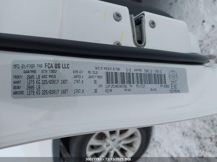 2019 Jeep Cherokee Latitude VIN: 1C4PJMCX4KD467283 Lot: 30077761