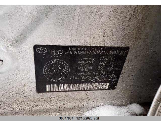 2012 Hyundai Elantra Gls/Limited VIN: 5NPDH4AE1CH119291 Lot: 30077887