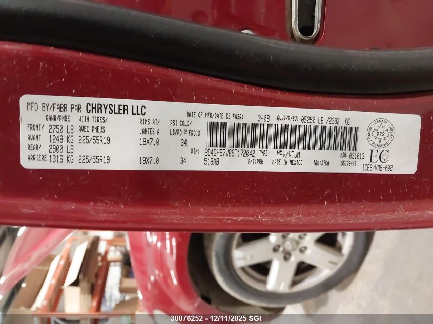 2009 Dodge Journey Sxt VIN: 3D4GH57V69T172042 Lot: 30076252