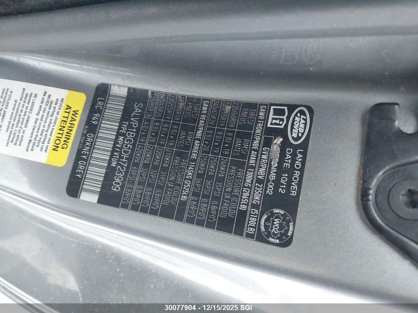 2013 Land Rover Range Rover Evoque Pure Plus VIN: SALVP1BG5DH723909 Lot: 30077904