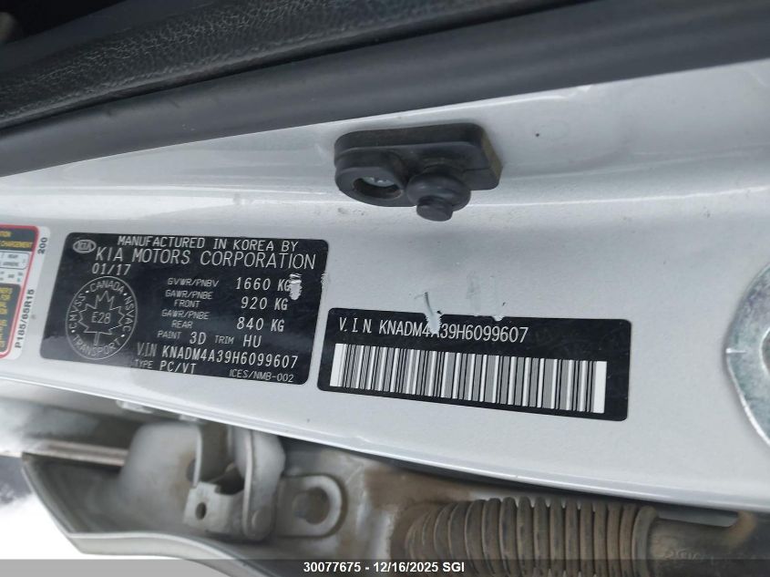 2017 Kia Rio Lx VIN: KNADM4A39H6099607 Lot: 30077675