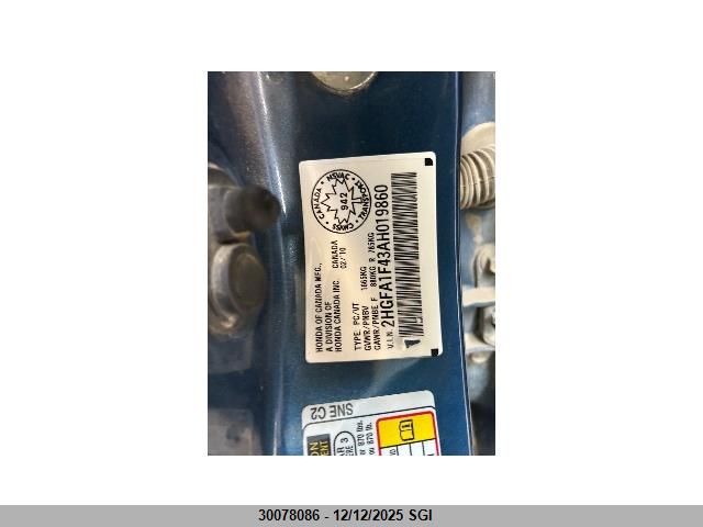 2010 Honda Civic Dx-G VIN: 2HGFA1F43AH019860 Lot: 30078086