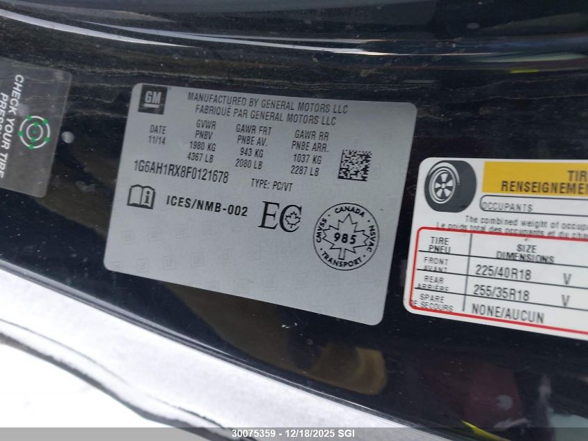 2015 Cadillac Ats Luxury VIN: 1G6AH1RX8F0121678 Lot: 30075359