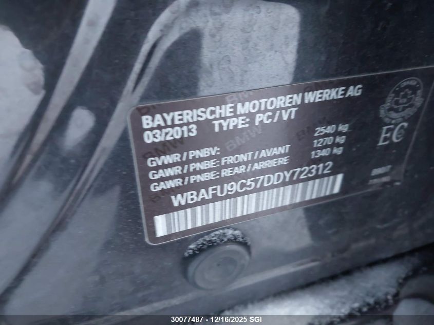 2013 BMW 550 Xi VIN: WBAFU9C57DDY72312 Lot: 30077487
