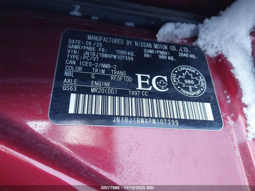 2023 Nissan Qashqai Sv VIN: JN1BJ1BWXPW107399 Lot: 30077966