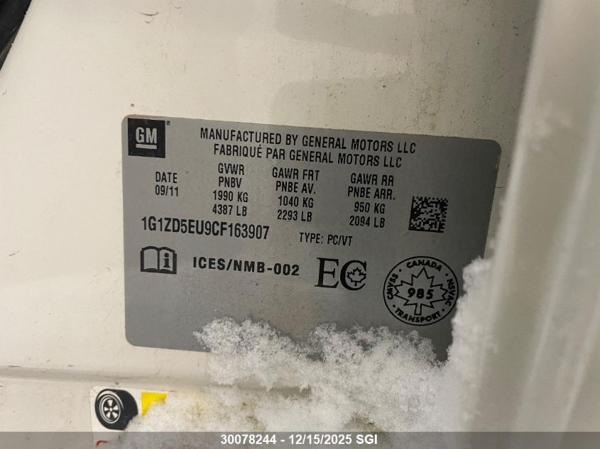 2012 Chevrolet Malibu 2Lt VIN: 1G1ZD5EU9CF163907 Lot: 30078244