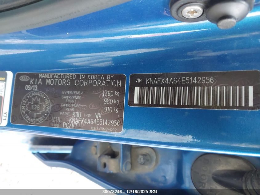 2014 Kia Forte Lx VIN: KNAFX4A64E5142956 Lot: 30078246