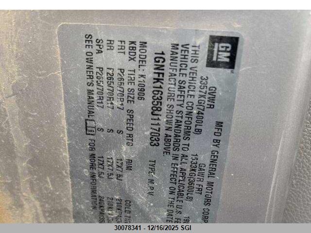 2008 Chevrolet Suburban K1500 Ls VIN: 1GNFK16358J117033 Lot: 30078341