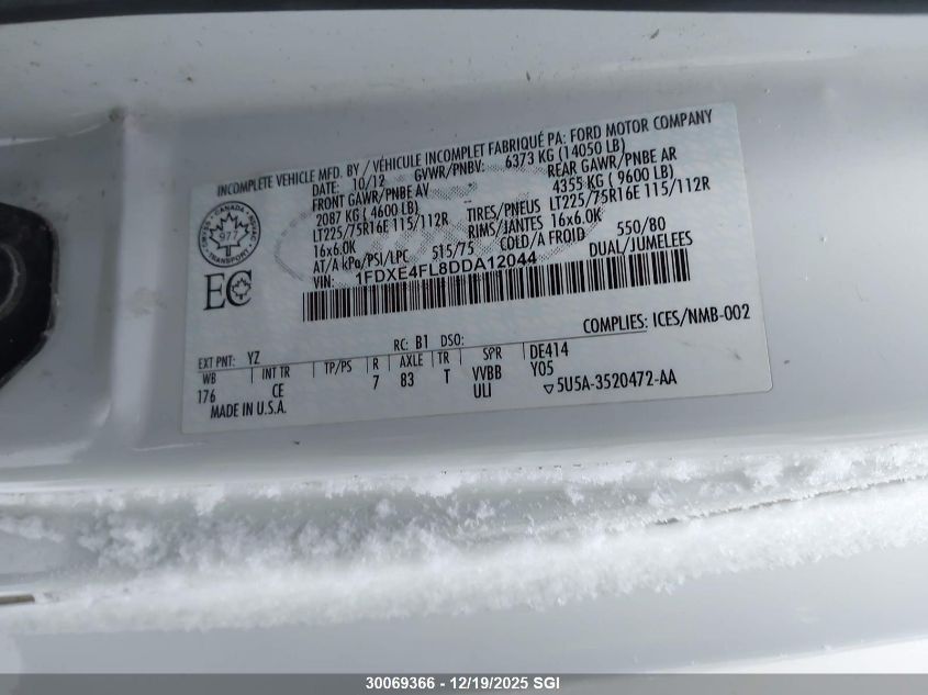 2013 Ford E-450 Cutaway VIN: 1FDXE4FL8DDA12044 Lot: 30069366