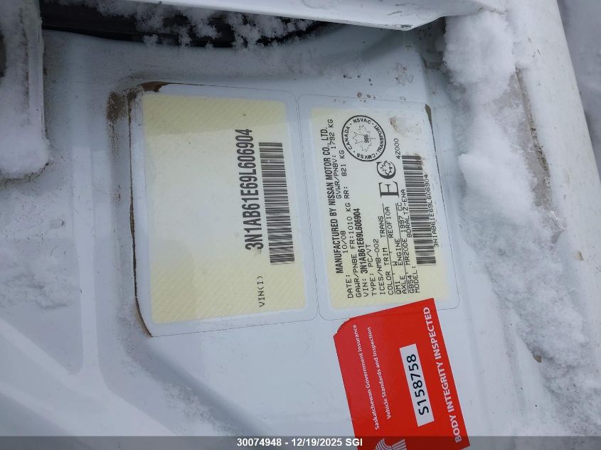 2009 Nissan Sentra 2.0S VIN: 3N1AB61E69L606904 Lot: 30074948