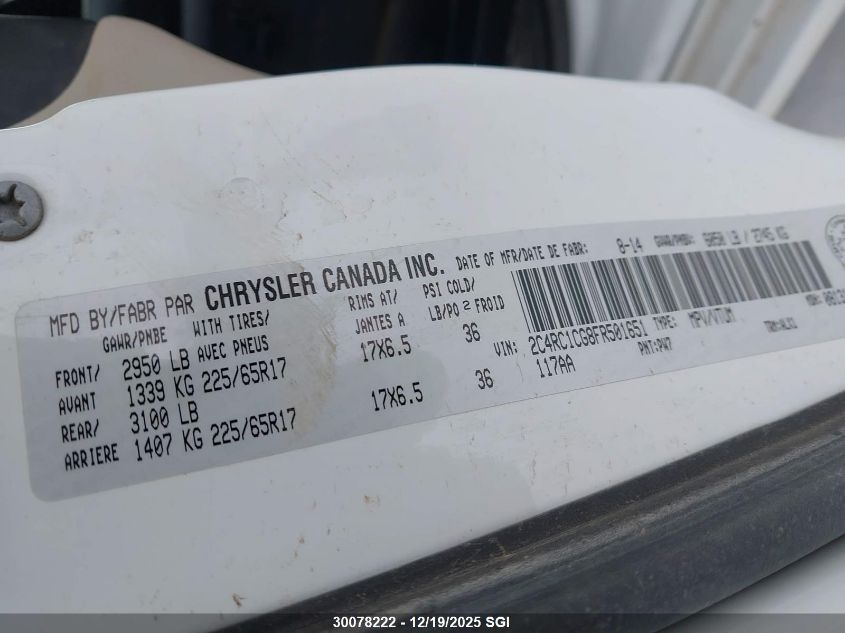 2015 Chrysler Town & Country Touring L VIN: 2C4RC1CG8FR501651 Lot: 30078222