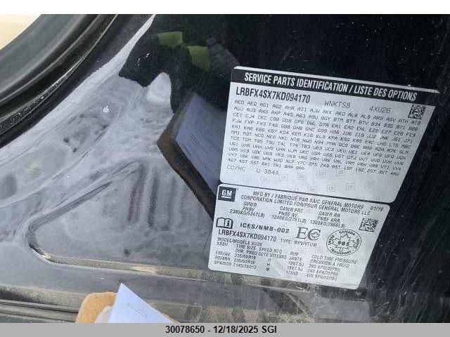 2019 Buick Envision Premium Ii VIN: LRBFX4SX7KD094170 Lot: 30078650