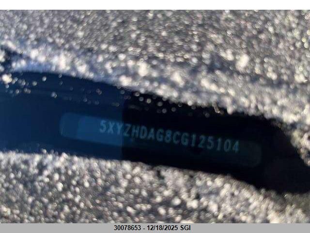 2012 Hyundai Santa Fe Se VIN: 5XYZHDAG8CG125104 Lot: 30078653