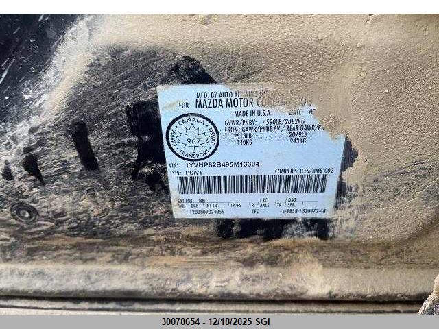 2009 Mazda 6 S VIN: 1YVHP82B495M13304 Lot: 30078654