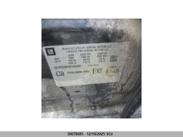 2013 Chevrolet Cruze Lt VIN: 1G1PC5SB4D7285681 Lot: 30078685